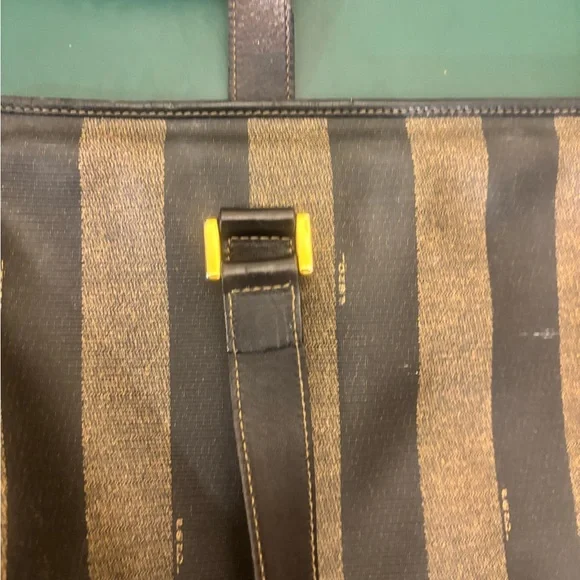 Fendi Brown and Tan Striped Tote. Vintage 80s - Picture 5 of 7